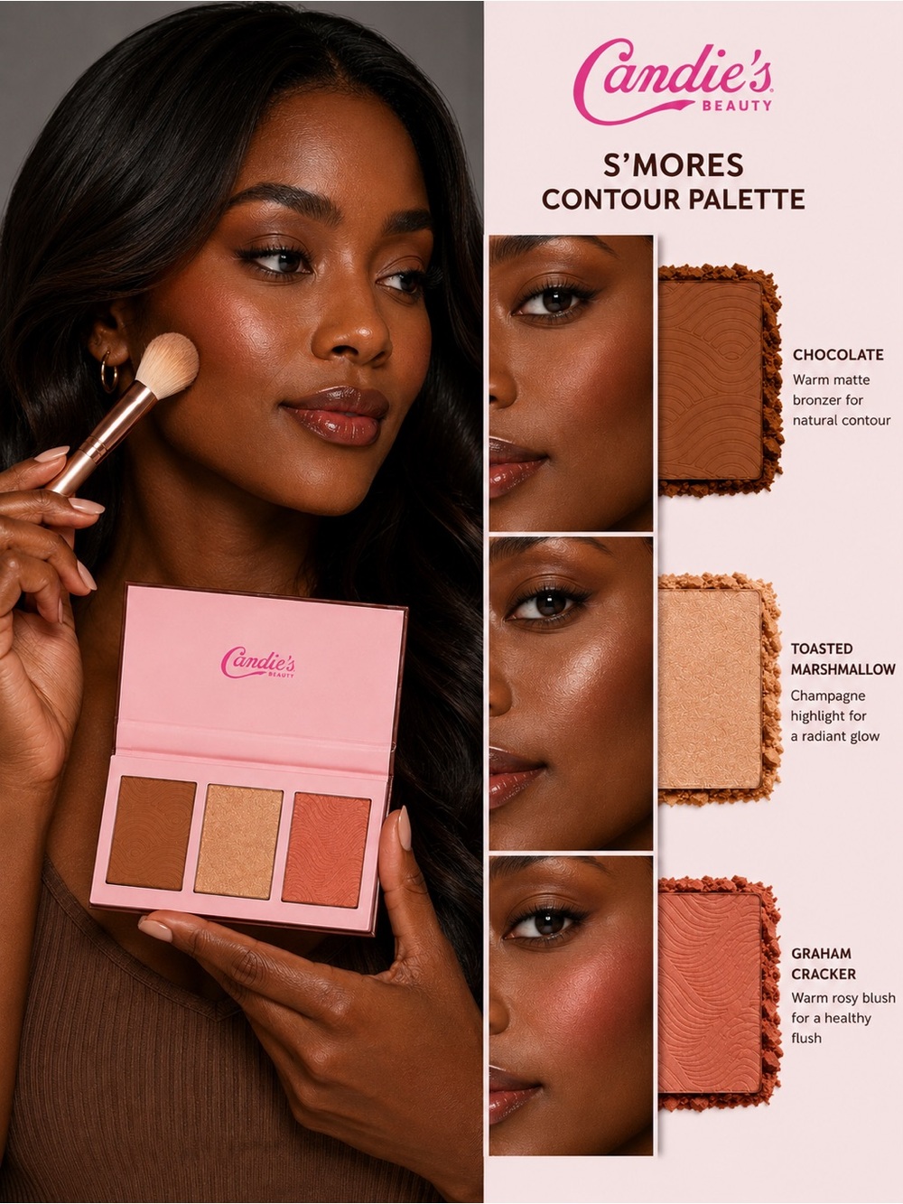 Candie’s Beauty S’Mores Contour Palette Bronzer Highlighter Blush NIB - Picture 6 of 6